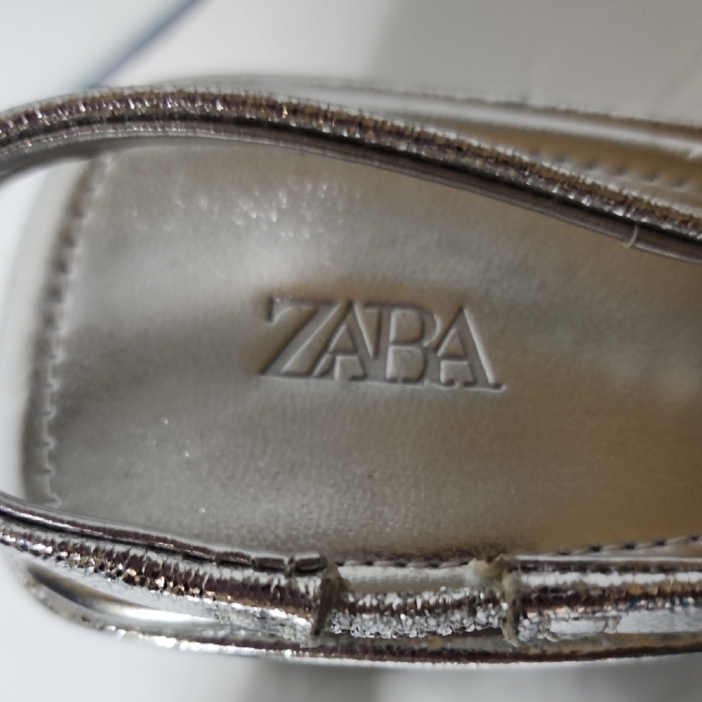 Zara Silver Heeled Slingback Shoes - Picture 2 of 8